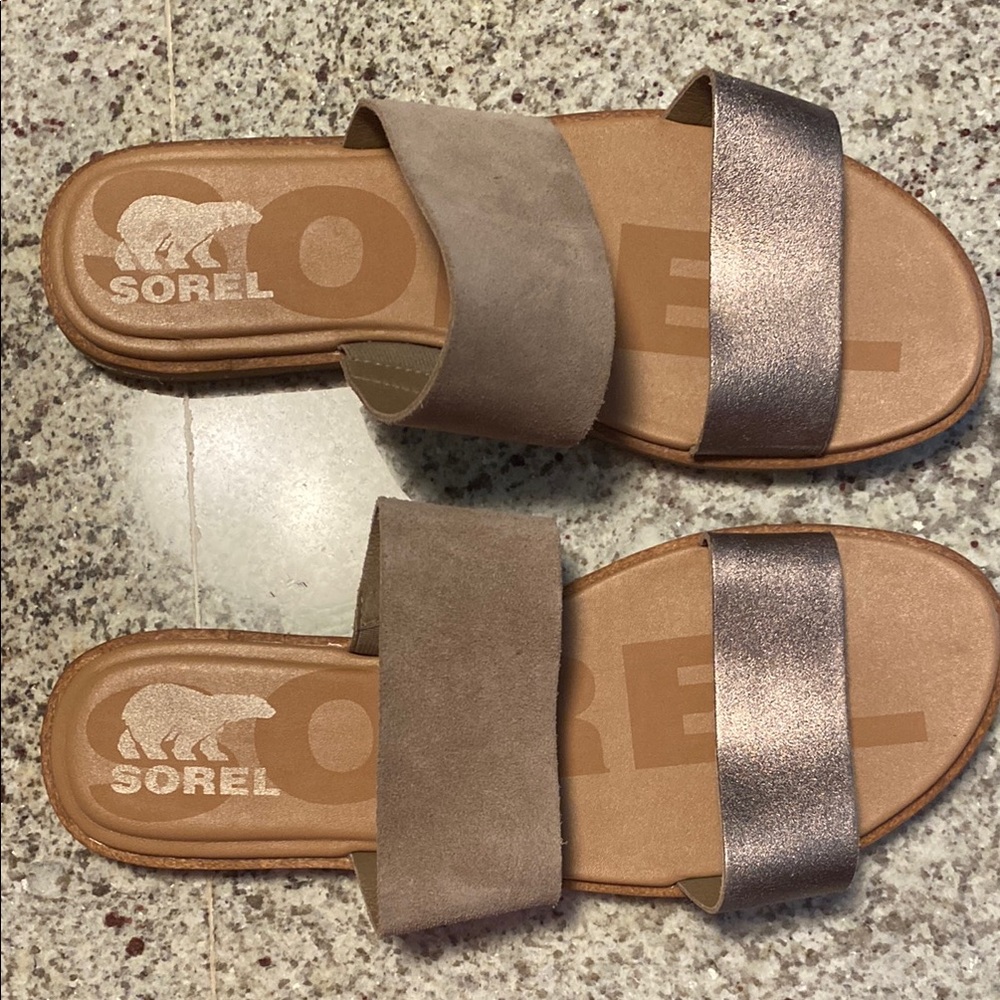 Sorel Metallic and Suede Sandals - Picture 2 of 4